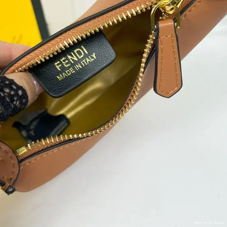Affordable Hobo Nano Brown Fendi Leather Bag In Calf Fendigraphy 0624